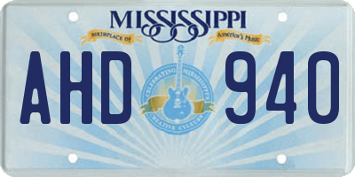 MS license plate AHD940