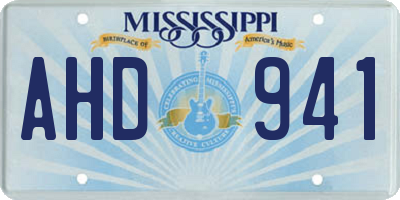 MS license plate AHD941