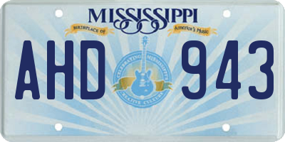 MS license plate AHD943