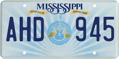 MS license plate AHD945