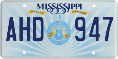 MS license plate AHD947