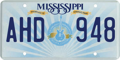 MS license plate AHD948