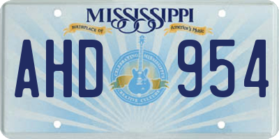 MS license plate AHD954