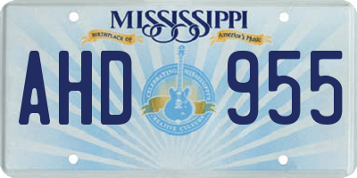 MS license plate AHD955