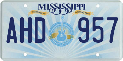 MS license plate AHD957