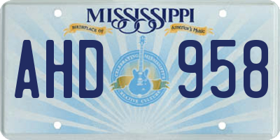 MS license plate AHD958