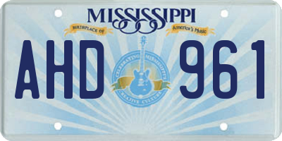 MS license plate AHD961