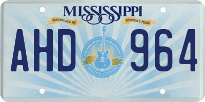 MS license plate AHD964