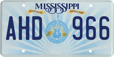 MS license plate AHD966