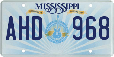 MS license plate AHD968