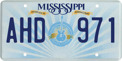 MS license plate AHD971