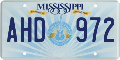 MS license plate AHD972