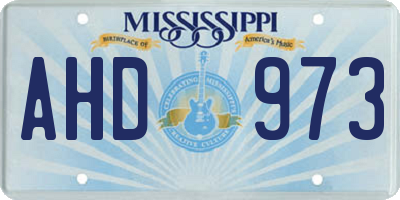 MS license plate AHD973