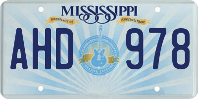 MS license plate AHD978