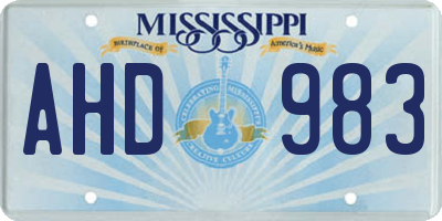 MS license plate AHD983