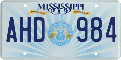 MS license plate AHD984