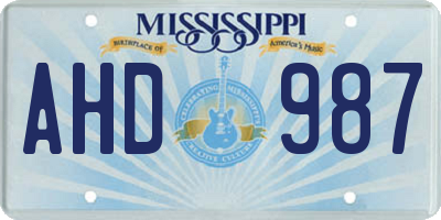 MS license plate AHD987