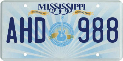 MS license plate AHD988