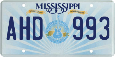 MS license plate AHD993