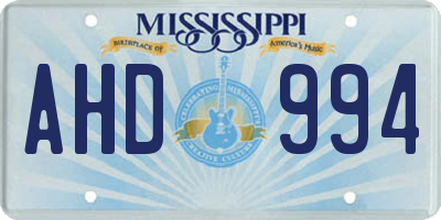 MS license plate AHD994