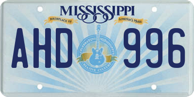MS license plate AHD996