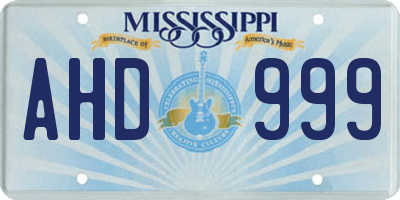 MS license plate AHD999