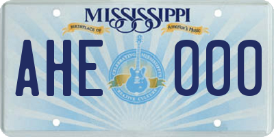 MS license plate AHE000