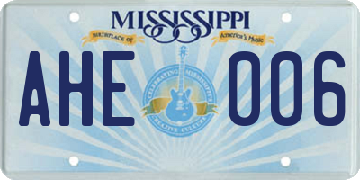 MS license plate AHE006