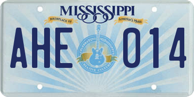 MS license plate AHE014