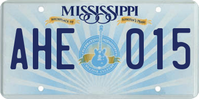 MS license plate AHE015