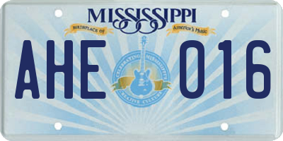 MS license plate AHE016