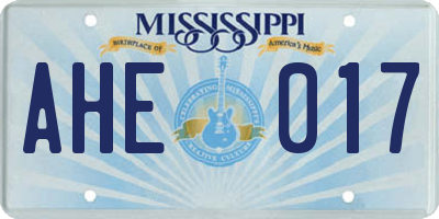 MS license plate AHE017