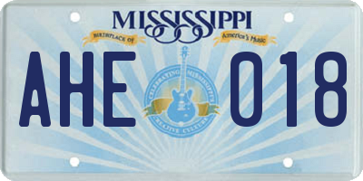 MS license plate AHE018