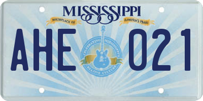 MS license plate AHE021