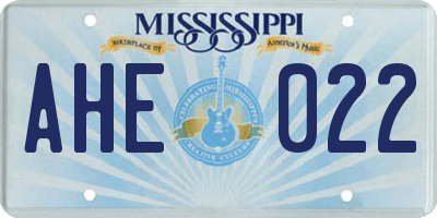 MS license plate AHE022