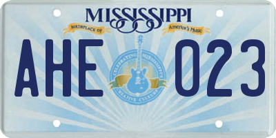 MS license plate AHE023