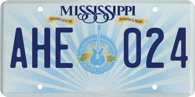 MS license plate AHE024