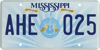MS license plate AHE025