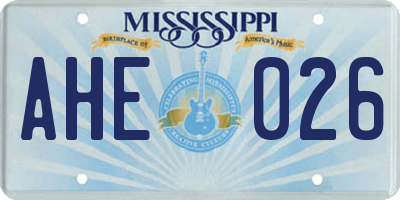 MS license plate AHE026