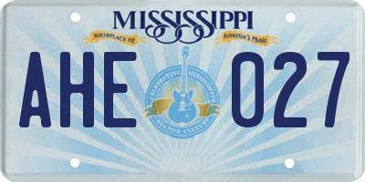 MS license plate AHE027