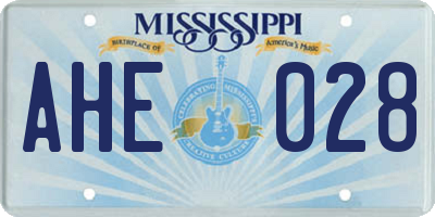 MS license plate AHE028