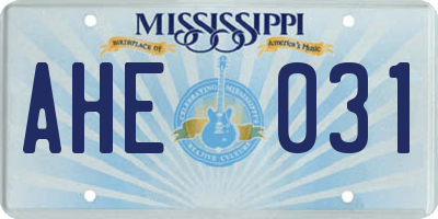 MS license plate AHE031
