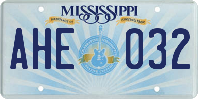 MS license plate AHE032