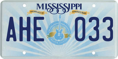 MS license plate AHE033