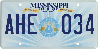 MS license plate AHE034