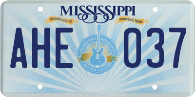 MS license plate AHE037