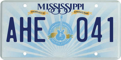 MS license plate AHE041