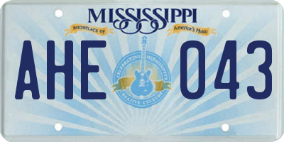 MS license plate AHE043