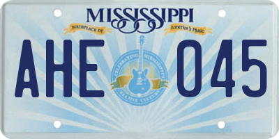 MS license plate AHE045
