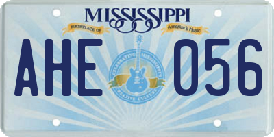 MS license plate AHE056